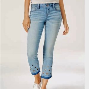 Juniors' Grommet-Hem Flare-Leg Jeans